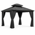 Metall Pavillon mit schwarzem Dach und Vorhängen 300x300 cm