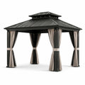 Gartenpavillon Aluminium Anthrazit 3x3 m mit Stahldach und Polyester Vorhängen