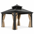 Aluminium Gartenpavillon mit Polyester-Vorhängen 300x400 cm Schwarz