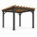 Aluminium Pergola Schwarz mit Holzlatten 3x3x2.5 m