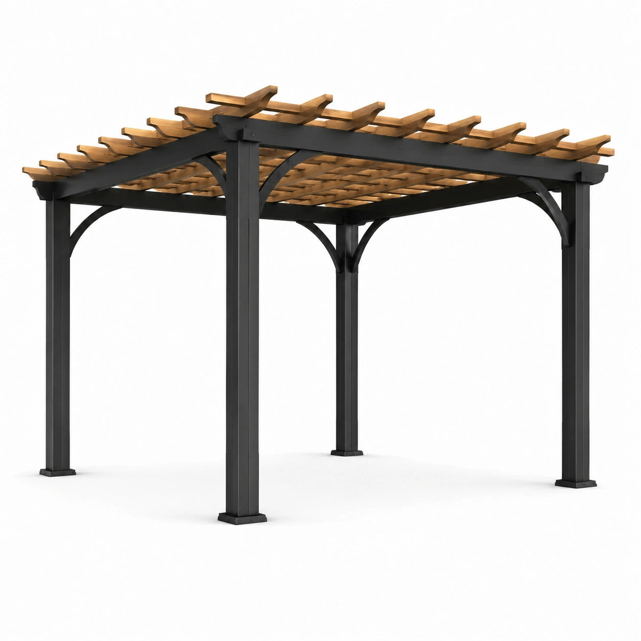 Aluminium Pergola Schwarz mit Holzlatten 3x3x2.5 m