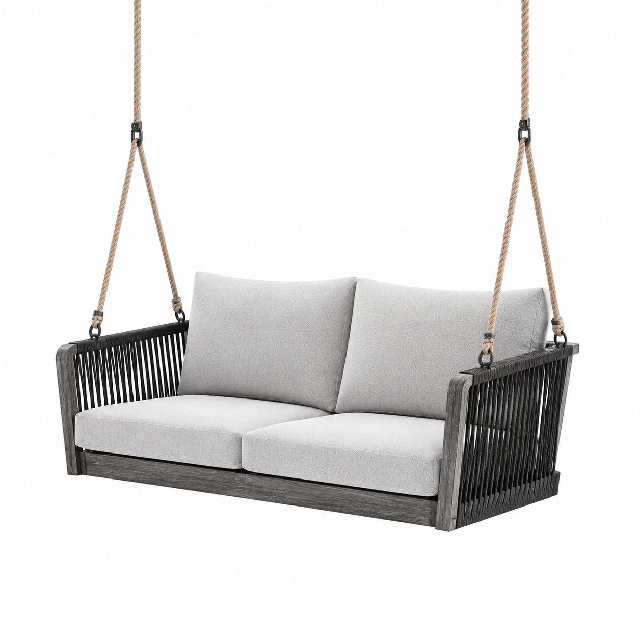 Hängesofa mit Holzrahmen und Polyesterausstattung Grau 180cm