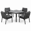 Gartenset aus Aluminium mit Tisch und 4 Stühlen, Schwarz