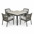 Garten-Essgruppe Aluminium und Polyester Grau, 1 Tisch 90x90 cm, 4 Stühle