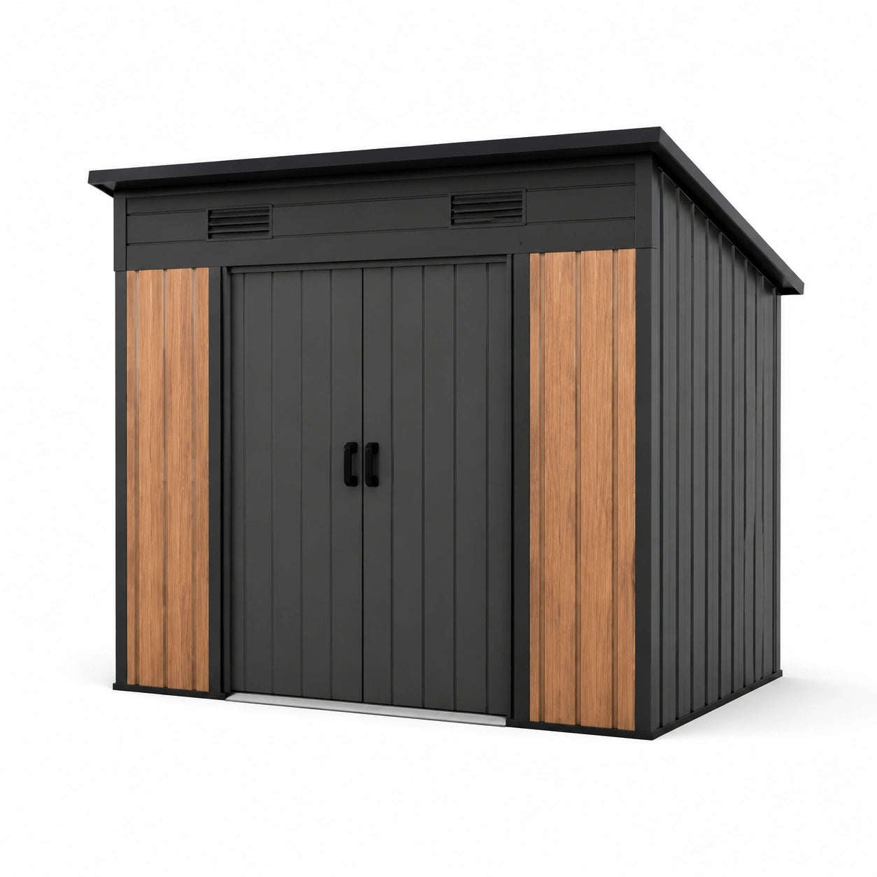 Metall Gartenhaus mit Holzoptik Paneelen Schwarz 250x190x210cm
