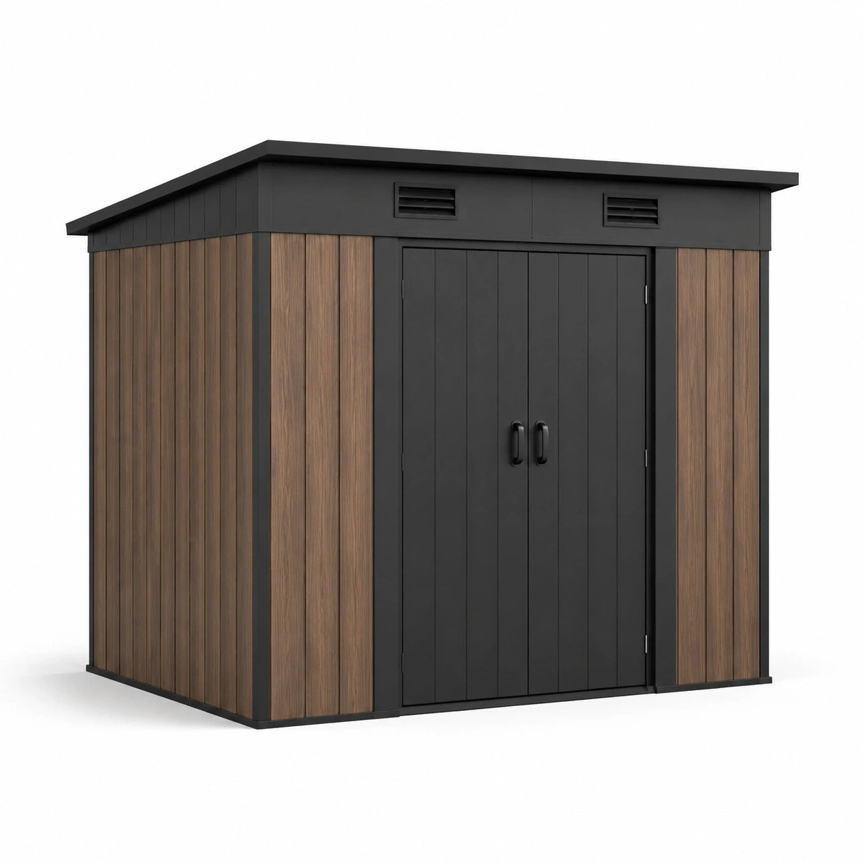 Metall Gartenhaus aus verzinktem Stahl Schwarz/Braun 200x150x180 cm