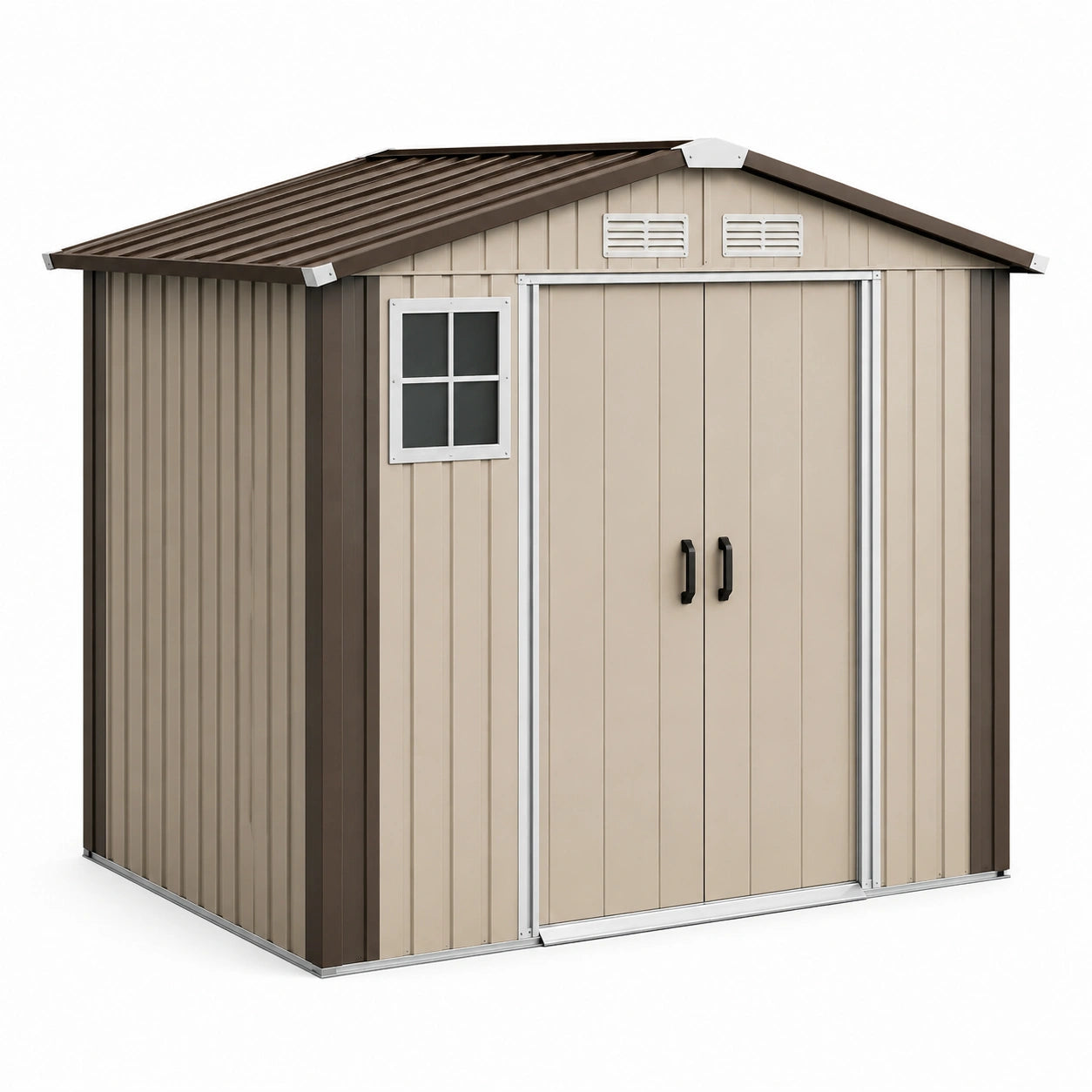 Metall Gartenhaus mit Schiebetür Beige/Braun 213x130x173 cm