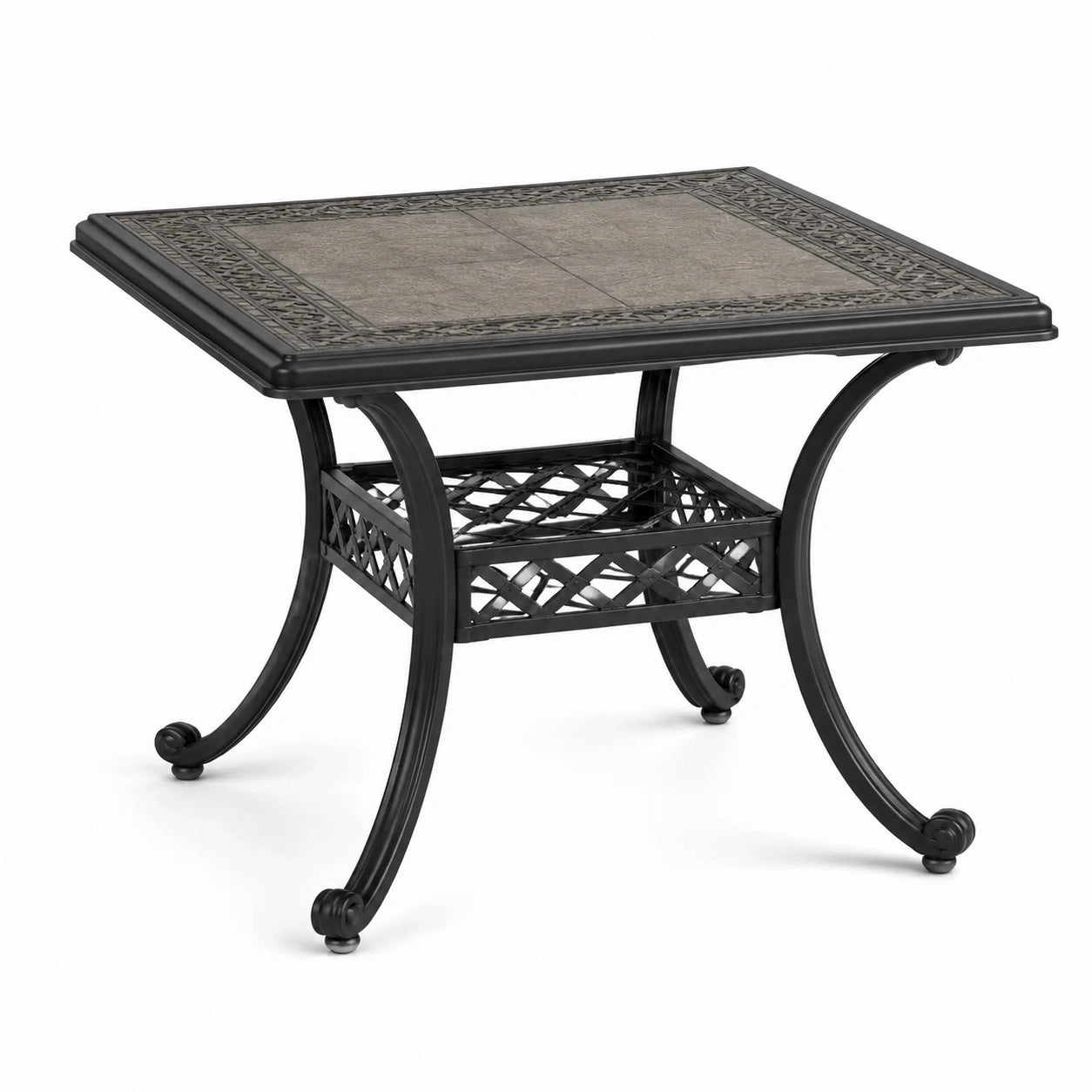 Rechteckiger Aluminium-Gartentisch mit Keramikplatte, Schwarz