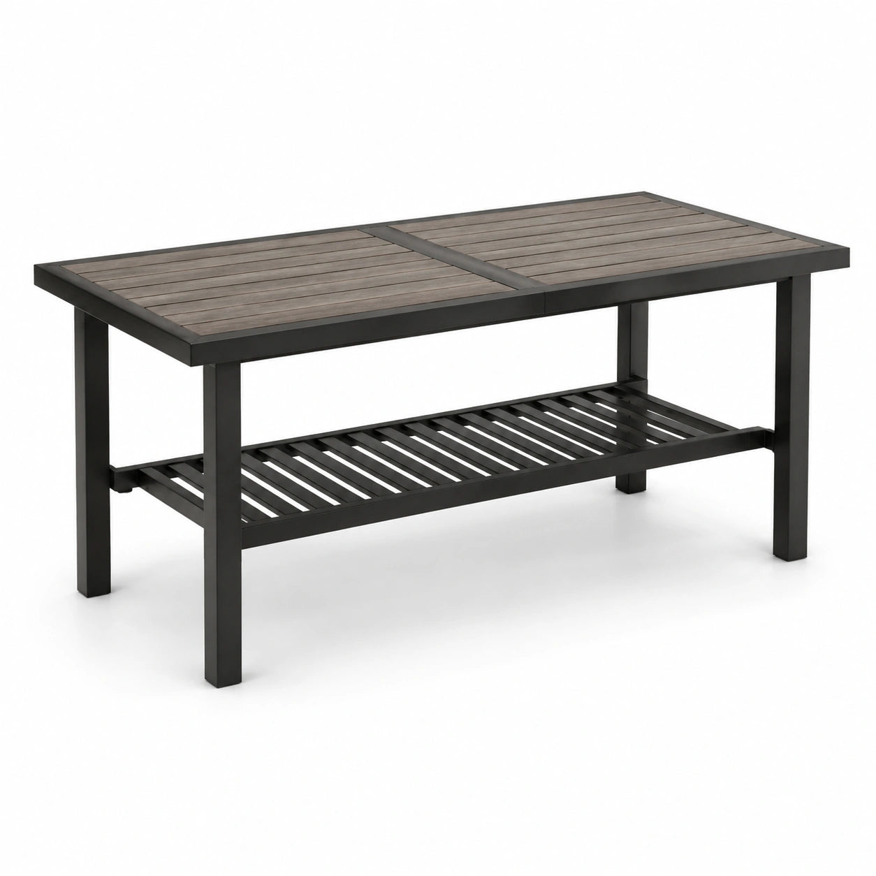 Gartentisch aus Aluminium und Holz, 180x90x75 cm, Grau