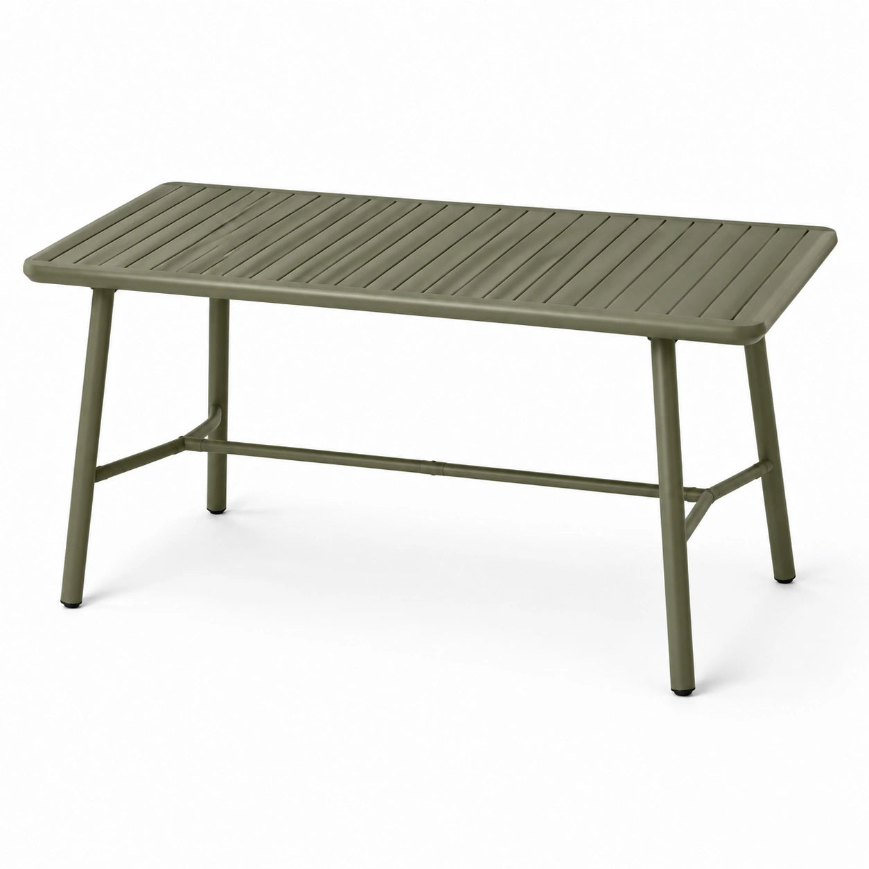 Rechteckiger Metall Gartentisch in Olivgrün