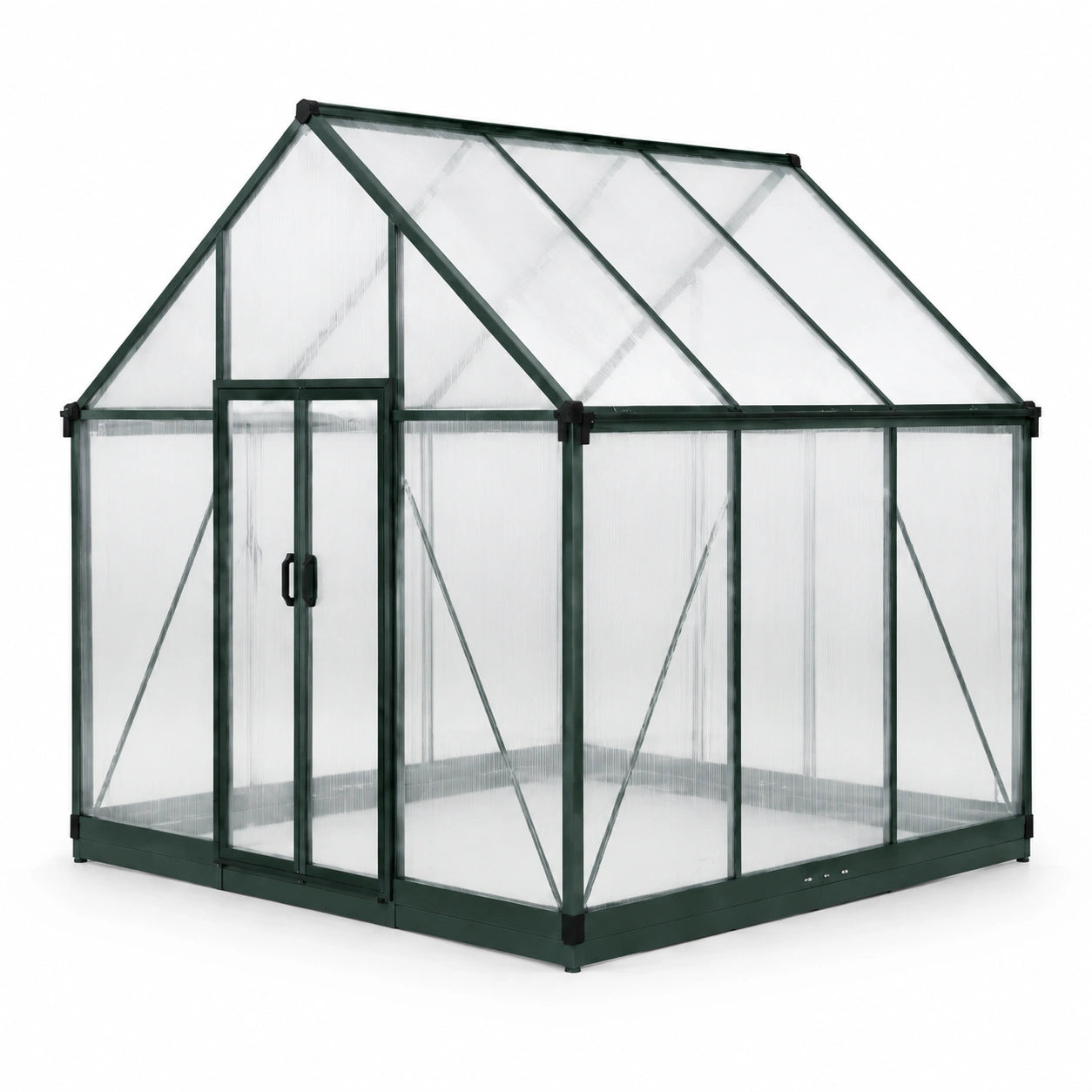 Aluminium Gewächshaus mit Polycarbonatplatten 190 x 190 x 195 cm