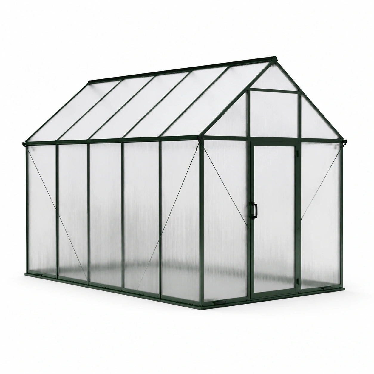 Gewächshaus Aluminium Polycarbonat 250cm x 190cm x 195cm Grün