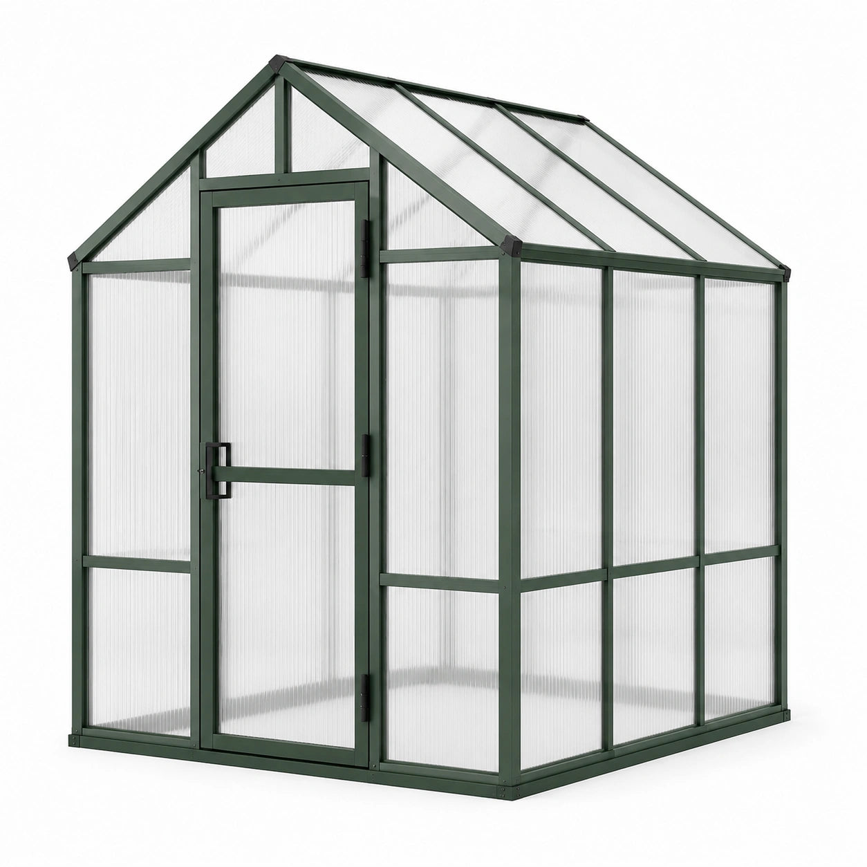 Aluminium Gewächshaus mit Polycarbonatplatten, Grün, 190x126x182 cm