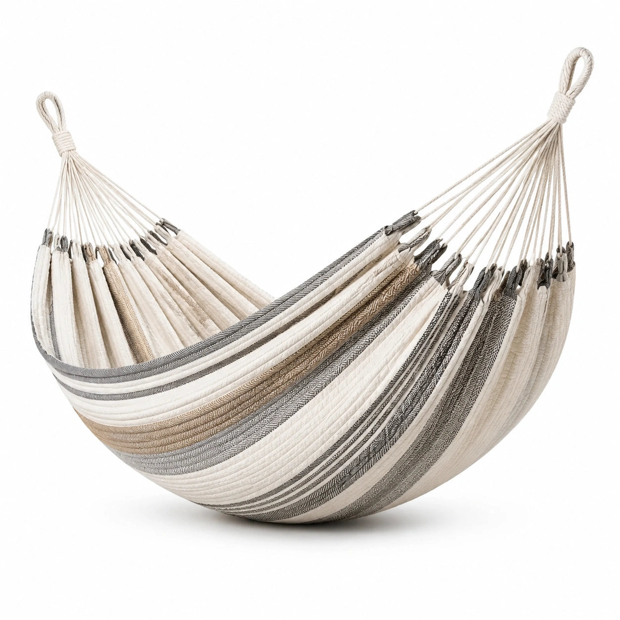 Baumwollhängematte Beige/Braun/Weiß 200x150 cm 200 kg