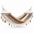 Baumwoll-Hängematte Beige/Braun/Grau 200x150 cm