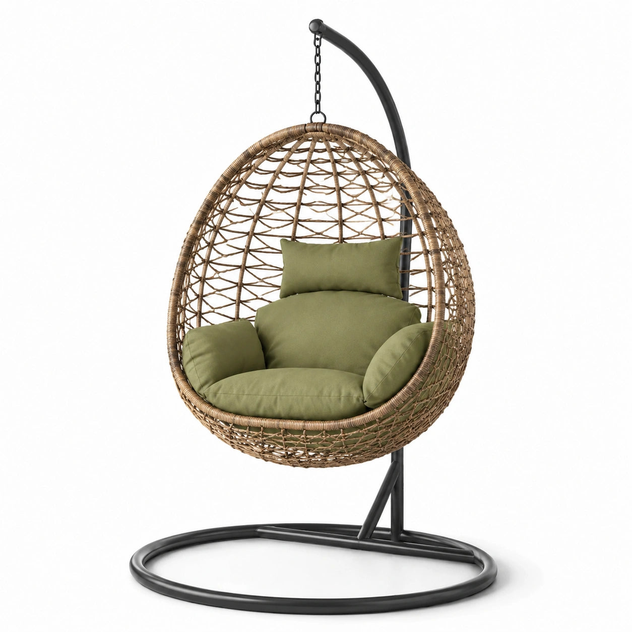 Hängesessel aus Polyrattan mit Stahlrahmen Grün