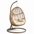 Rattan-Hängesessel mit Metallrahmen Beige