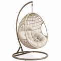 Ovaler Hängesessel aus Polyrattan mit Gestell, Beige