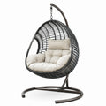 Hängesessel aus Polyrattan mit Kissen, 195 cm, Schwarz/Beige