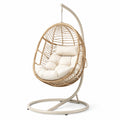 Rattan Hängesessel mit Stahlgestell und Kissen Beige